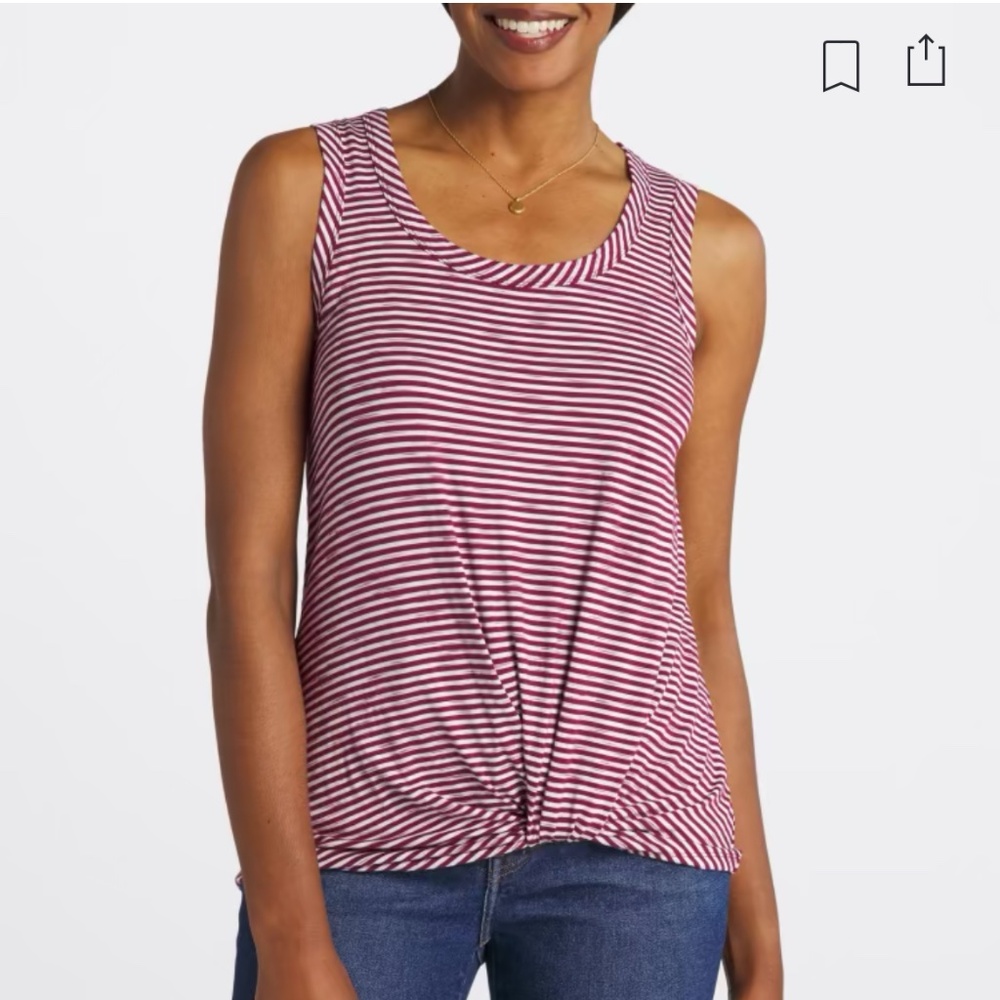 Nine Britton Levie Knot Front Knit Tee Burgundy Size Small Petite NWOT